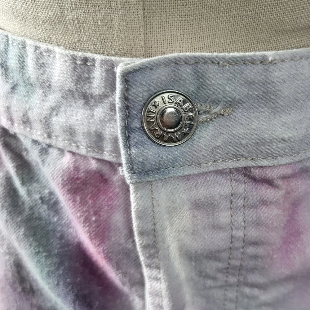Isabel ÉTOILE Marant Lesiabb Tie-Dye Pattern Frayed Hem Shorts